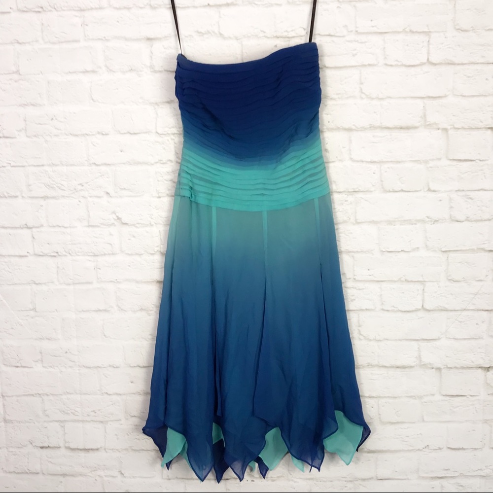 Lillie Rubin Ombré Silk Asymmetrical Cocktail Gown - Picture 2 of 8